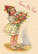 Petite fille tendre avec un bouquet pour papa